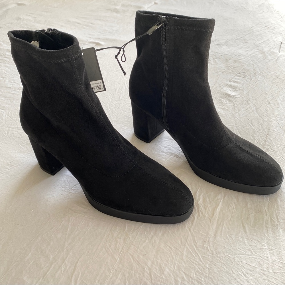 Nwob American Exchange Ankle Thick Black Heel Boots Faux Suede Women’s size 8